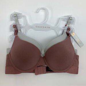 Danskin Intimates 2-Pack Padded Underwire Bras with Logo Elastic Band 34B NEW